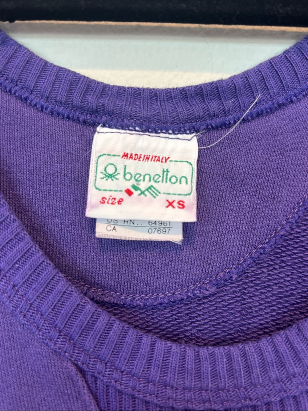 Vintage United Colors Of Benetton Violet Crewneck Jumper Dress Cotton - Picture 3 of 4